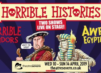 Horrible Histories Horrible Histories promotional graphic features characters from Terrible Tudors and Awful Egyptians.