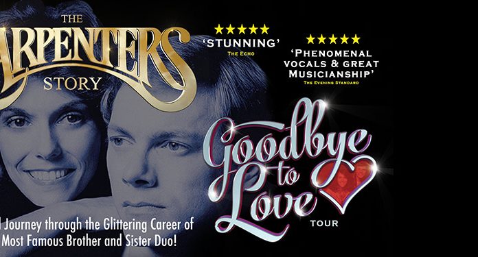 The Carpenters story Promotional poster for "The Carpenters Story" featuring a couple, tour details, and reviews.